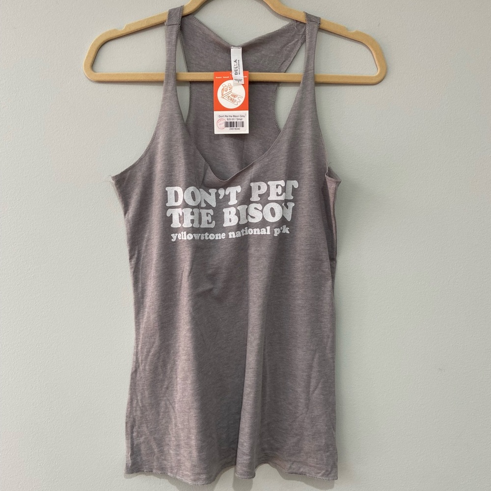 NWT Don’t Pet The Bison gray tank top